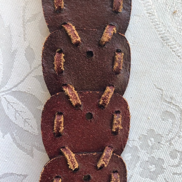 Retro Vintage Mahogany￼ Genuine Leather Brass Western Style Belt Women’s Size L - Picture 4 of 16